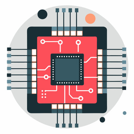Illustrated Concept of a Printed Circuit Board with Technological Componentsのイラスト素材