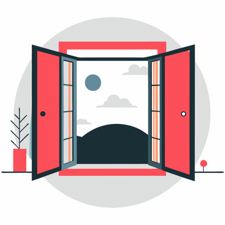 Open Window Design Concept for Improved Ventilation and Natural Lightのイラスト素材