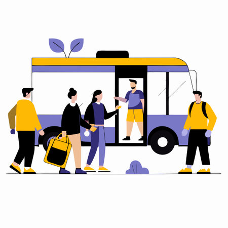 People Commuting Together on Public Transportationのイラスト素材