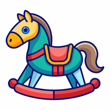Rocking horse icon. Cartoon illustration of rocking horse vector icon for webのイラスト素材