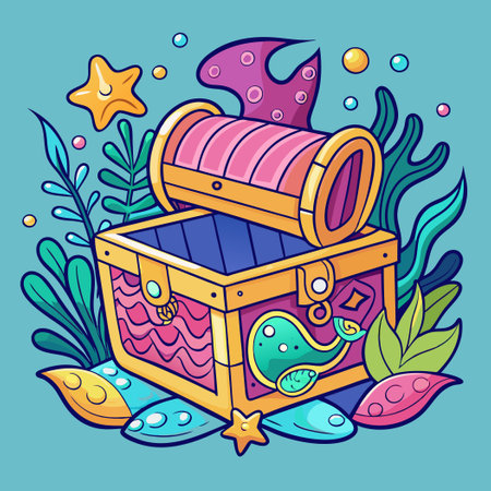 Treasure chest. Colored vector illustration of a treasure chest.のイラスト素材