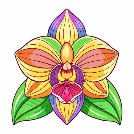 Orchid flower icon. Cartoon illustration of orchid flower vector icon for web designのイラスト素材