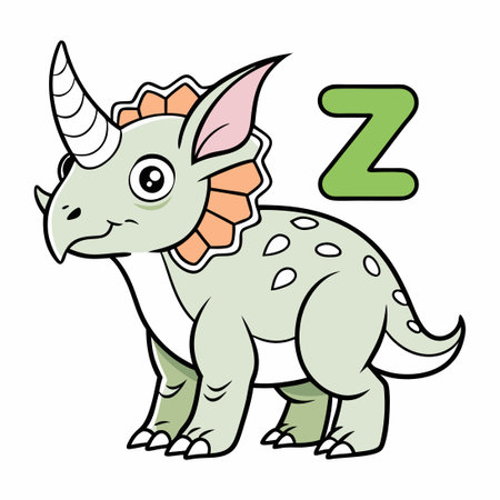 Cute dinosaur with letter Z. Vector illustration isolated on white background.のイラスト素材