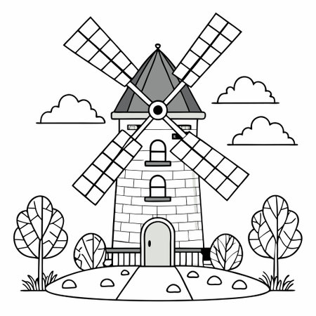 Mill design, architecture urban modern downtown contemporary metropolis exterior and construction theme Vector illustrationのイラスト素材