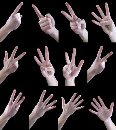 set of gestures, one, two, three, four, five,の写真素材