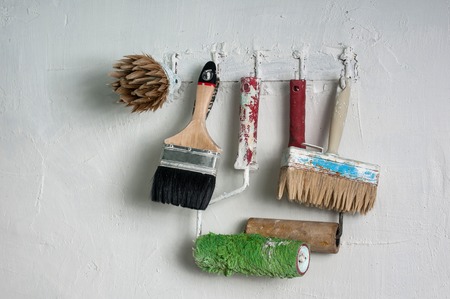 training tool designed for training in the construction college plasterer - painterの写真素材