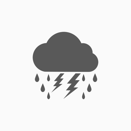 lightning rain cloud iconのイラスト素材