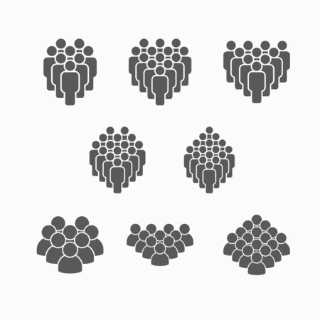 crowd of people set icon, crowd set vectorのイラスト素材