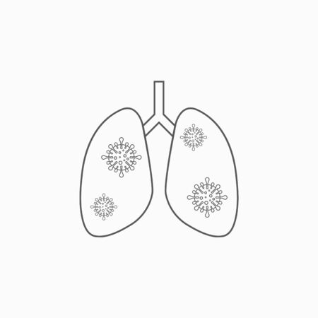 lungs with virus icon, lungs with coronavirus vectorのイラスト素材