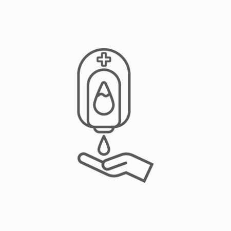 pump hand wash icon, alcohol machine vector, hand sanitizer illustrationのイラスト素材