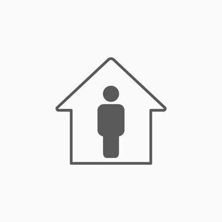 stay home icon, people stay at home vectorのイラスト素材