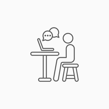 work from home icon, businessman working on computer vectorのイラスト素材