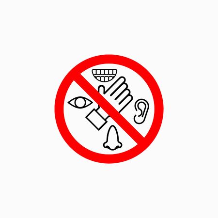 do not touch eyes, nose, mouth, ears iconのイラスト素材
