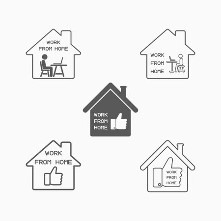 work from home icon, work at home vector, icon setのイラスト素材