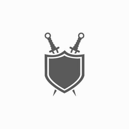 sword and shield iconのイラスト素材