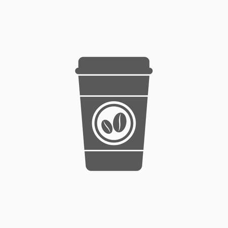 Disposable coffee cup icon with coffee beans logoのイラスト素材