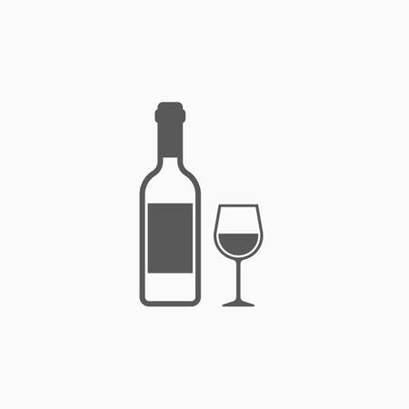 bottle and wine glass iconのイラスト素材