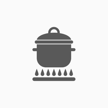 boiling pot on fire iconのイラスト素材