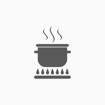 boiling pot on fire iconのイラスト素材