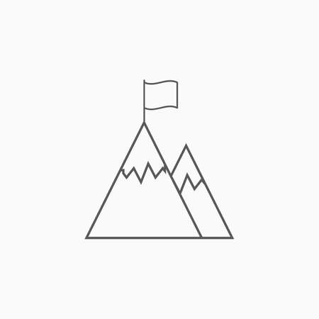mountain peak with flag iconのイラスト素材