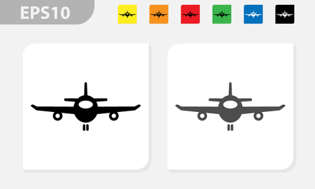Airplane vector icon black and coloredのイラスト素材