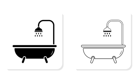 bathtub Black and White Square Icon - Illustrationのイラスト素材