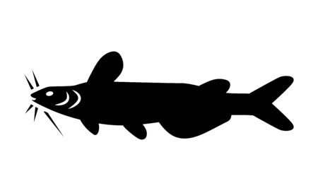 Cat Fish icon vector, flat symbol fish silhouette black on white background, simple design.のイラスト素材