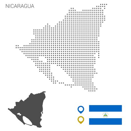 Nicaragua map dotted on white background vector isolated. Illustration for technology design or infographics. Isolated on white background. Travel vector illustrationのイラスト素材