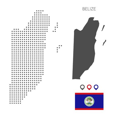 Belize map dotted on white background vector isolated. Illustration for technology design or infographics. Isolated on white background. Travel vector illustrationのイラスト素材