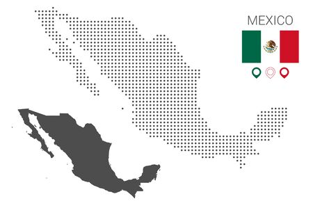 Mexico map dotted on white background vector isolated. Illustration for technology design or infographics. Isolated on white background. Travel vector illustrationのイラスト素材