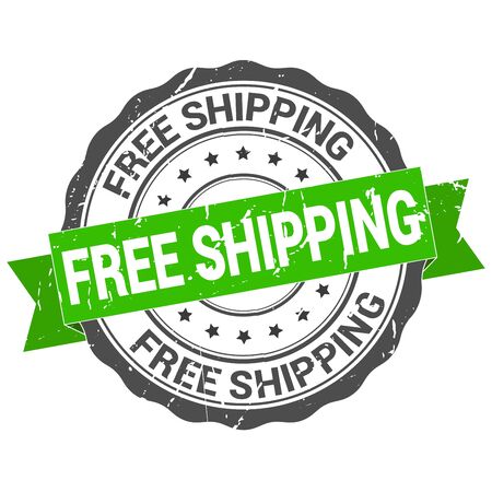 Free shipping. stamp. sticker. seal. round grunge vintage ribbon free shipping sign. Distressedのイラスト素材