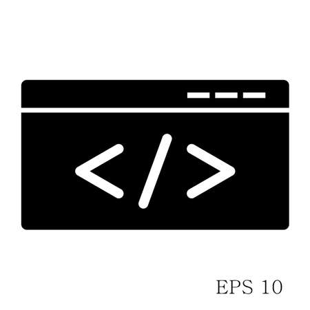 Code Icon Flat Style Isolated on White Background. Code Symbol for your Web Site Design, Logo, App, UI. Vector Illustrationのイラスト素材