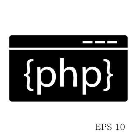 PHP Code Icon isolated on white background flat style. CSS Code Symbol for your Web Site design, Logo, App, UI.のイラスト素材
