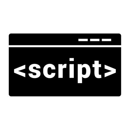 Script Code Icon Isolated on White Background Flat Style. Script Code Symbol for your Web Site Design, Logo, App, UI. Vector Illustrationのイラスト素材