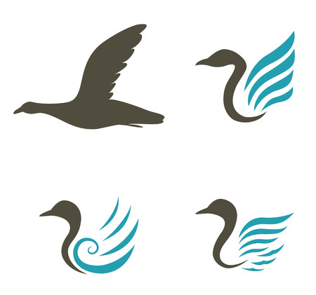 Swan icons isolated on white backgroundのイラスト素材