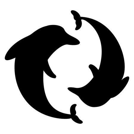 Dolphin arranged in a circle silhouetteのイラスト素材