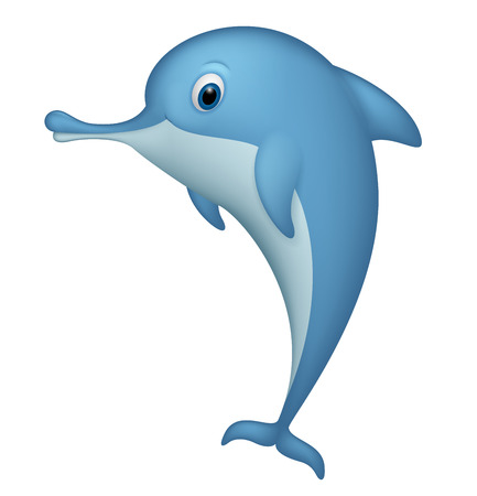 Happy dolphin standing on white backgroundのイラスト素材