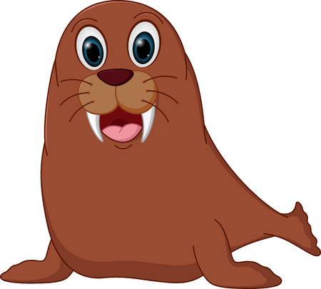 Happy walrus cartoonのイラスト素材