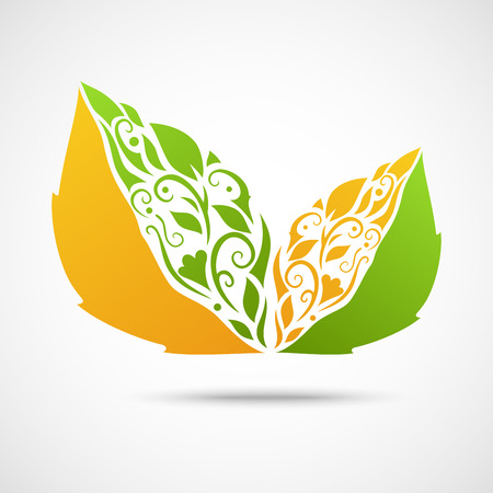 Green leaf iconsのイラスト素材