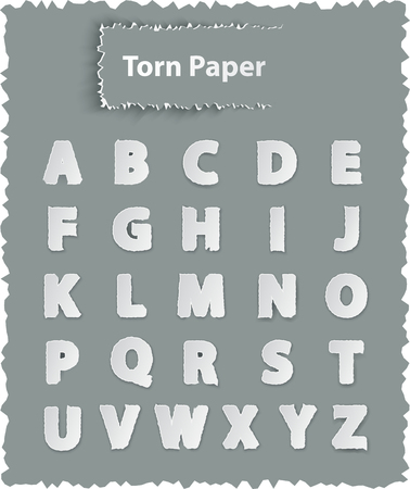 Alphabet letters on torn paperのイラスト素材