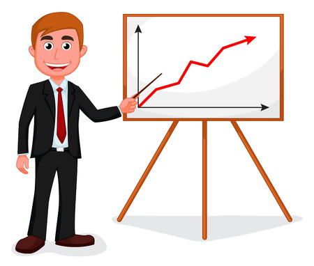 Happy Businessman standing for good presentationのイラスト素材