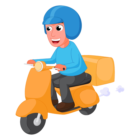 Delivery man cartoon with scooterのイラスト素材