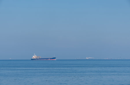 industrial ship at sea, tanker, istanbul, turkeyの写真素材