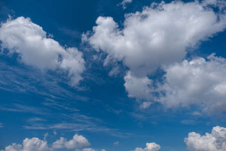 white clouds in the blue sky. cumulus.の写真素材