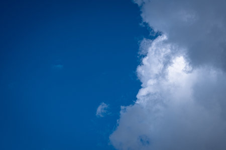 Blue sky background with white clouds. Nature cloud blue sky and white cloudsの写真素材
