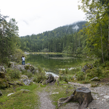 Lake and Forrest Zugspitze Germanyの写真素材