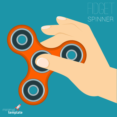 Hand  finger spinner, relaxing stress relief trendy toy and improvement of attention span.  Flat design vector icon and design element set.のイラスト素材