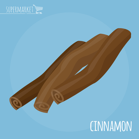 Cinnamon flat design vector icon. Flavor spices and herbs menu template collection.のイラスト素材