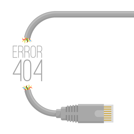 Broken cable. Connection error 404 page  vector background template. Cable and connector pattern brush to create any shape and design mock up.のイラスト素材