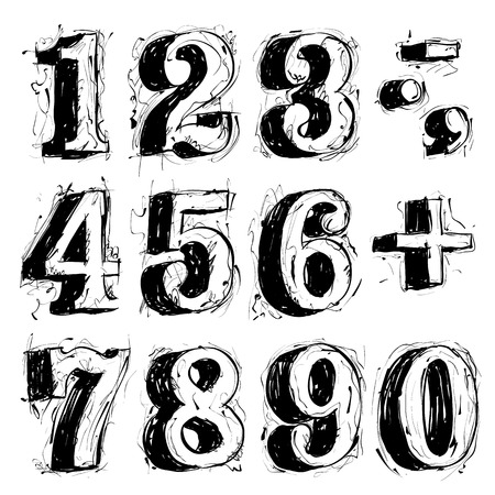 Hand written vintage scribbled vector figures.のイラスト素材